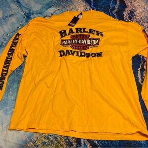Men’s Yellow Harley-Davidson Long Sleeve T-Shirt Size 3XL-NWT